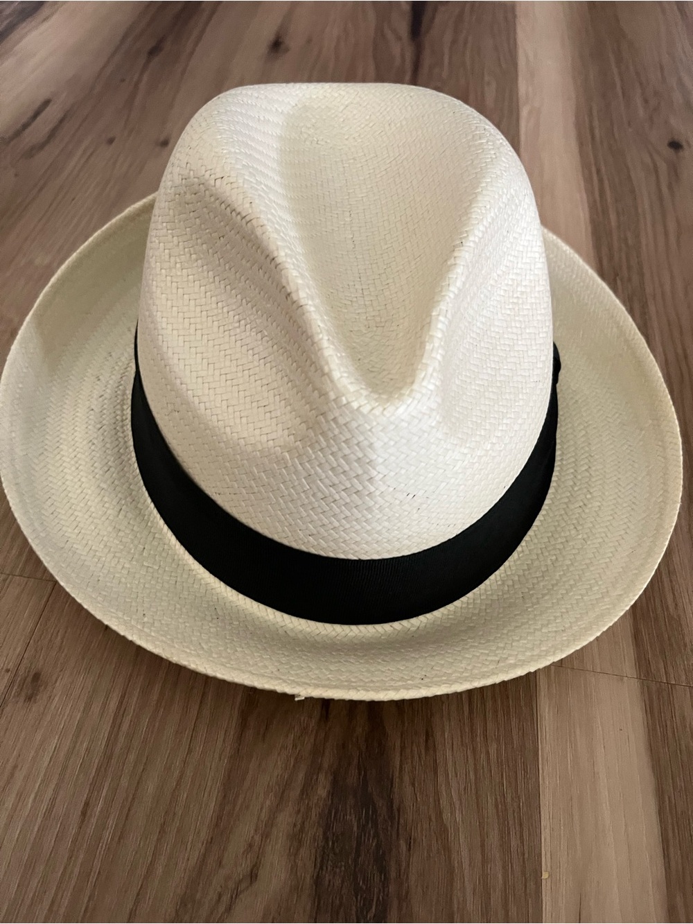 Scala Panama Hat White Black Band Solid Men Size XL Spring Summer